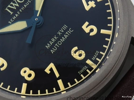 MIROTIME 1224 Pilot Mark XVIII Titanium BLSF 1:1 Best Edition Black Dial on Brown Leather Strap MIYOTA Popular 7020